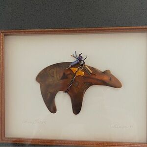 A Rare Signed ZUNI Fetish Copper Bear W/Colorful Gift Bundle. EC Vintage’94.
